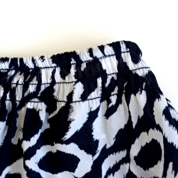 Jones New York Navy Blue White Leopard Print Summer 3/4 Sleeve Sheer Blouse M - Picture 4 of 10